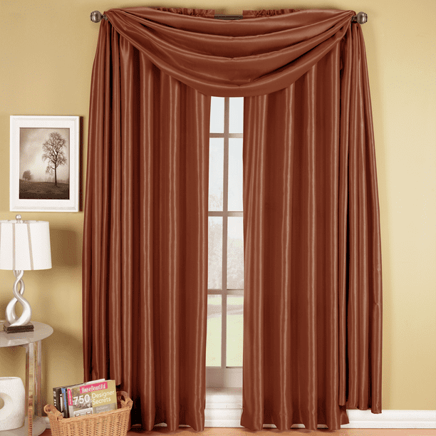 ALL SIZES Luxury Rust Faux Silk Rod Pocket Curtain Panel